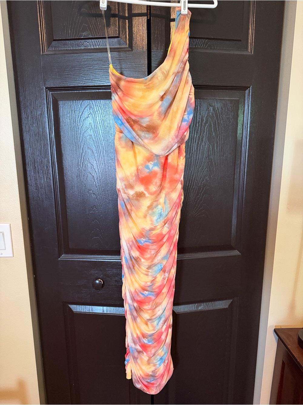 Fiestar One-Shoulder Yellow Multi-Color Dress
